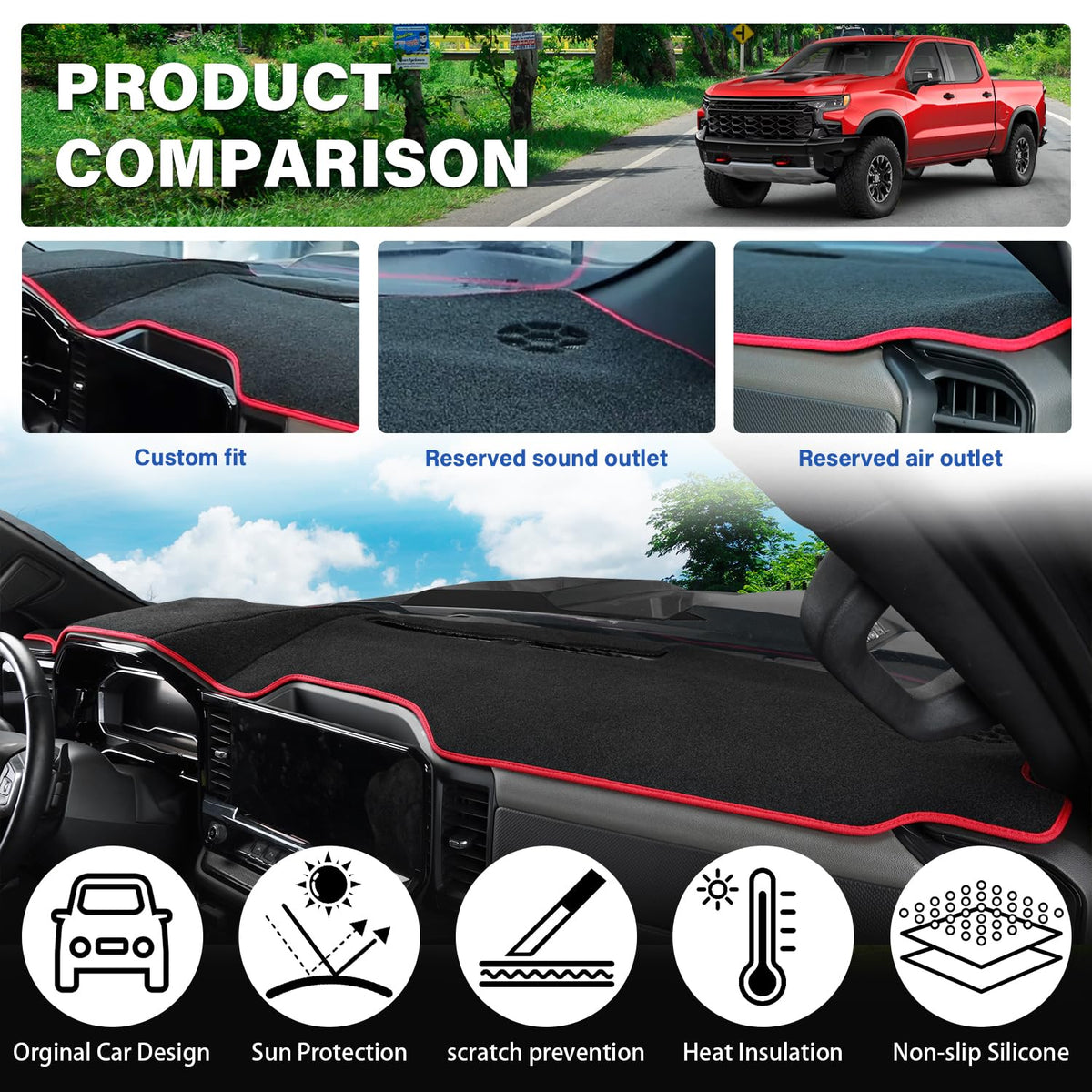 MOCHENT installed dash cover improving visibility and reducing glare