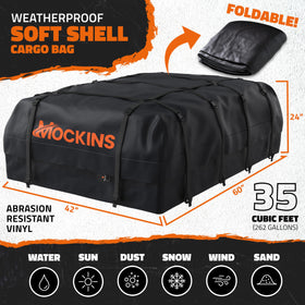 Mockins waterproof zipper under protective flap keeping contents dry