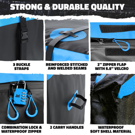 Mockins close-up waterproof zipper detail protecting cargo from moisture