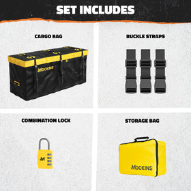Mockins combination lock and accessories showing theft deterrent and completeness