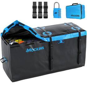 Mockins front view of hitch bag showing roomy storage and durable design benefit