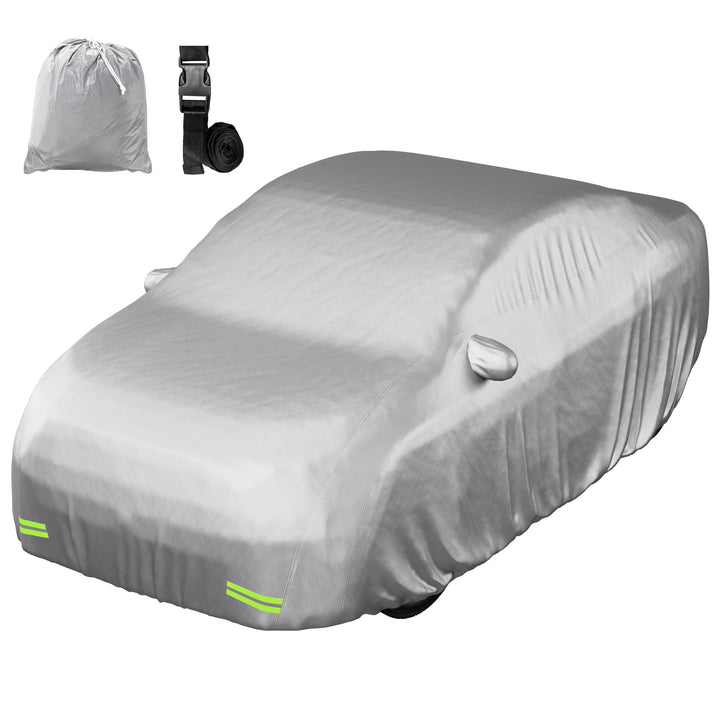 Mockins front view of large sedan cover showing full protection and clean lines