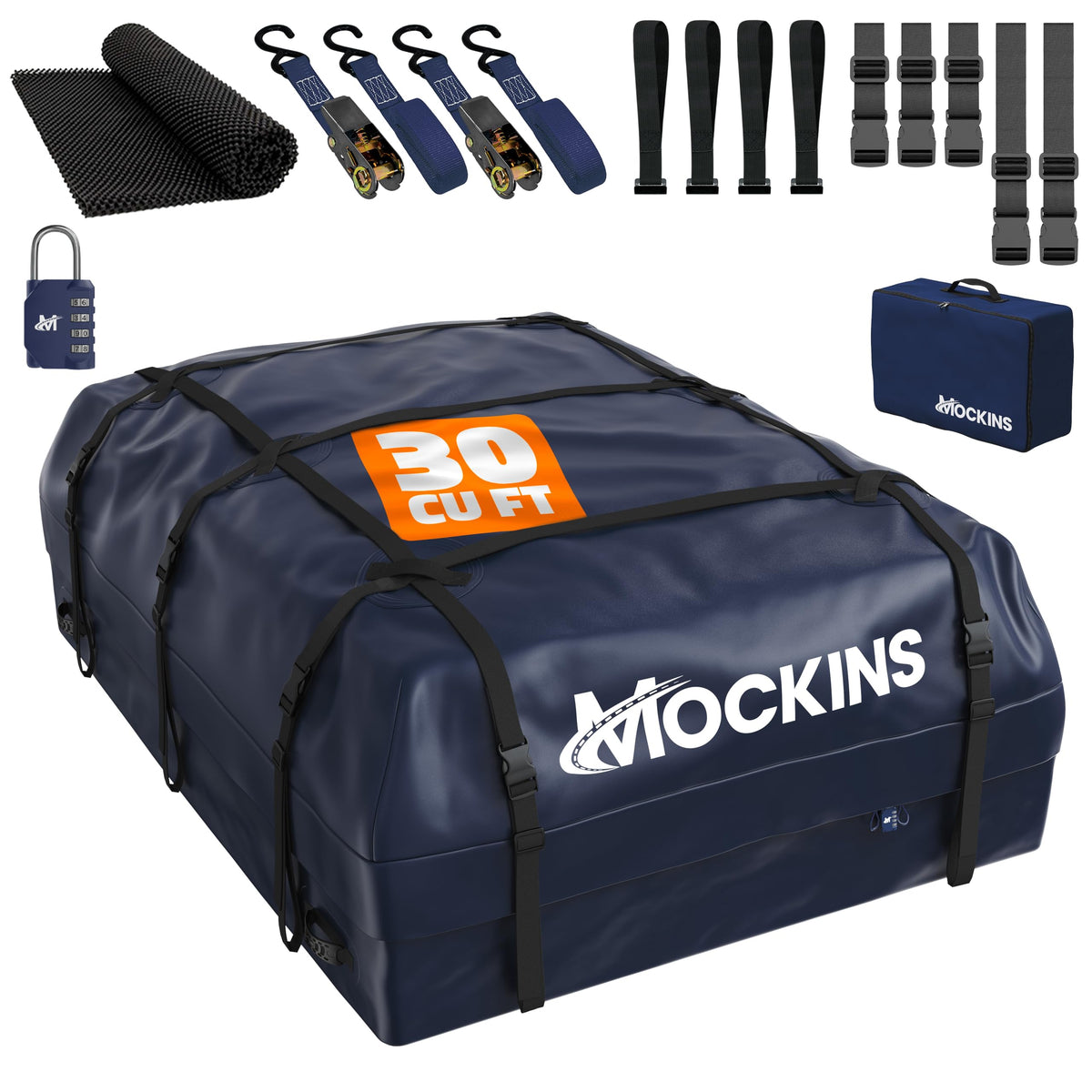 Mockins front view of navy rooftop carrier showing capacity and low profile for better fuel efficiency