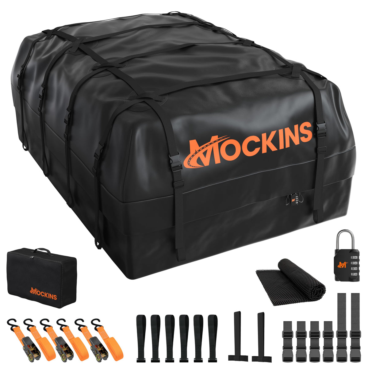 Mockins front view on car roof showing secure load and extra storage