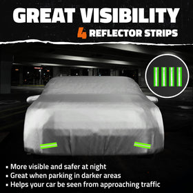 Mockins full car coverage in snow protecting vehicle from frost and debris