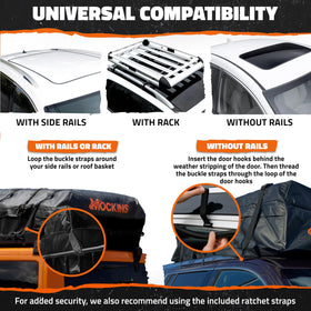 Mockins bag installed on SUV roof demonstrating secure travel benefit