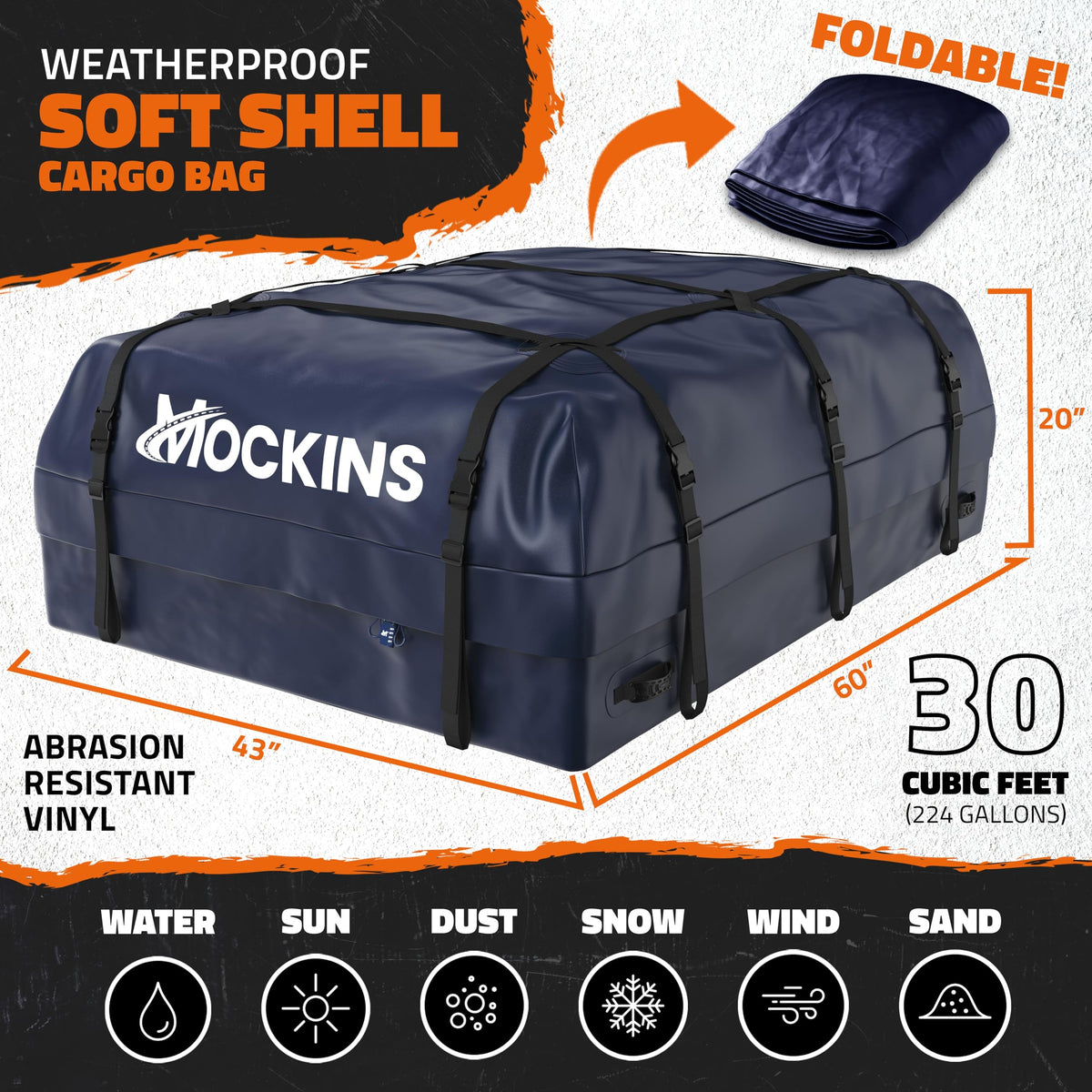 Mockins close-up of welded seams and 500D vinyl offering durable weather protection