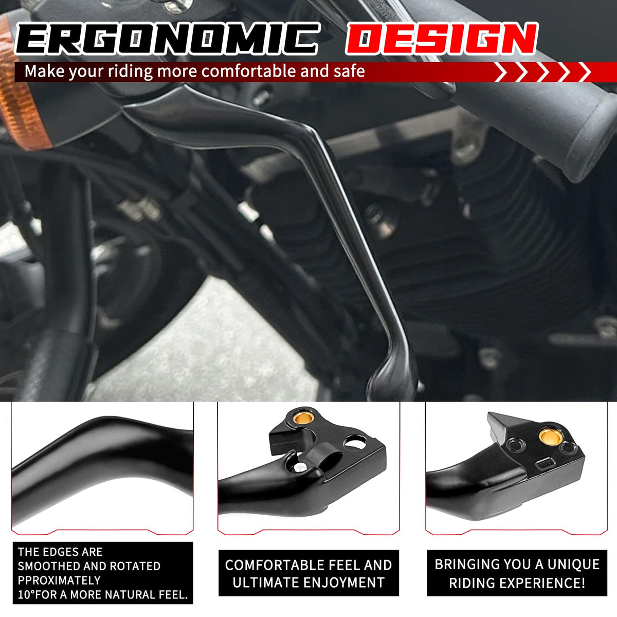 MOCODUO levers installed on Sportster demonstrating direct fit