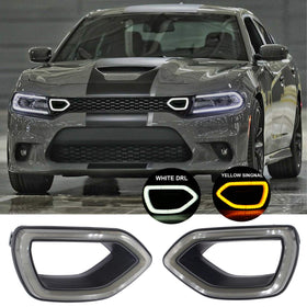 MOCW front packaging of smoked LED grille lights showing fitment and contents