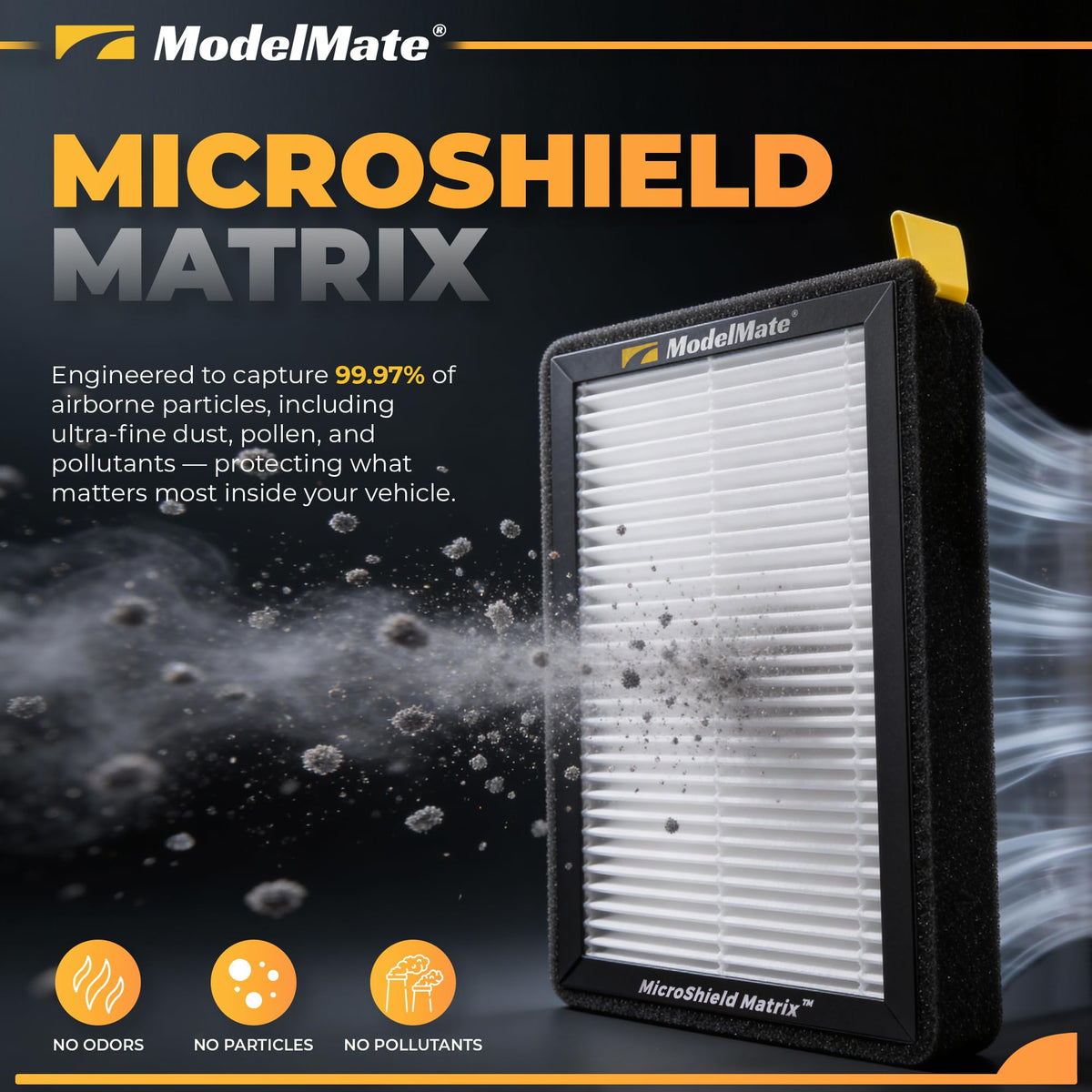 ModelMate close-up of filter fibers showing fine particle capture