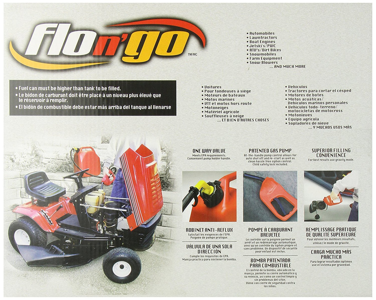 Moeller Flo N Go used on a lawn tractor, fast safe fuel transfer