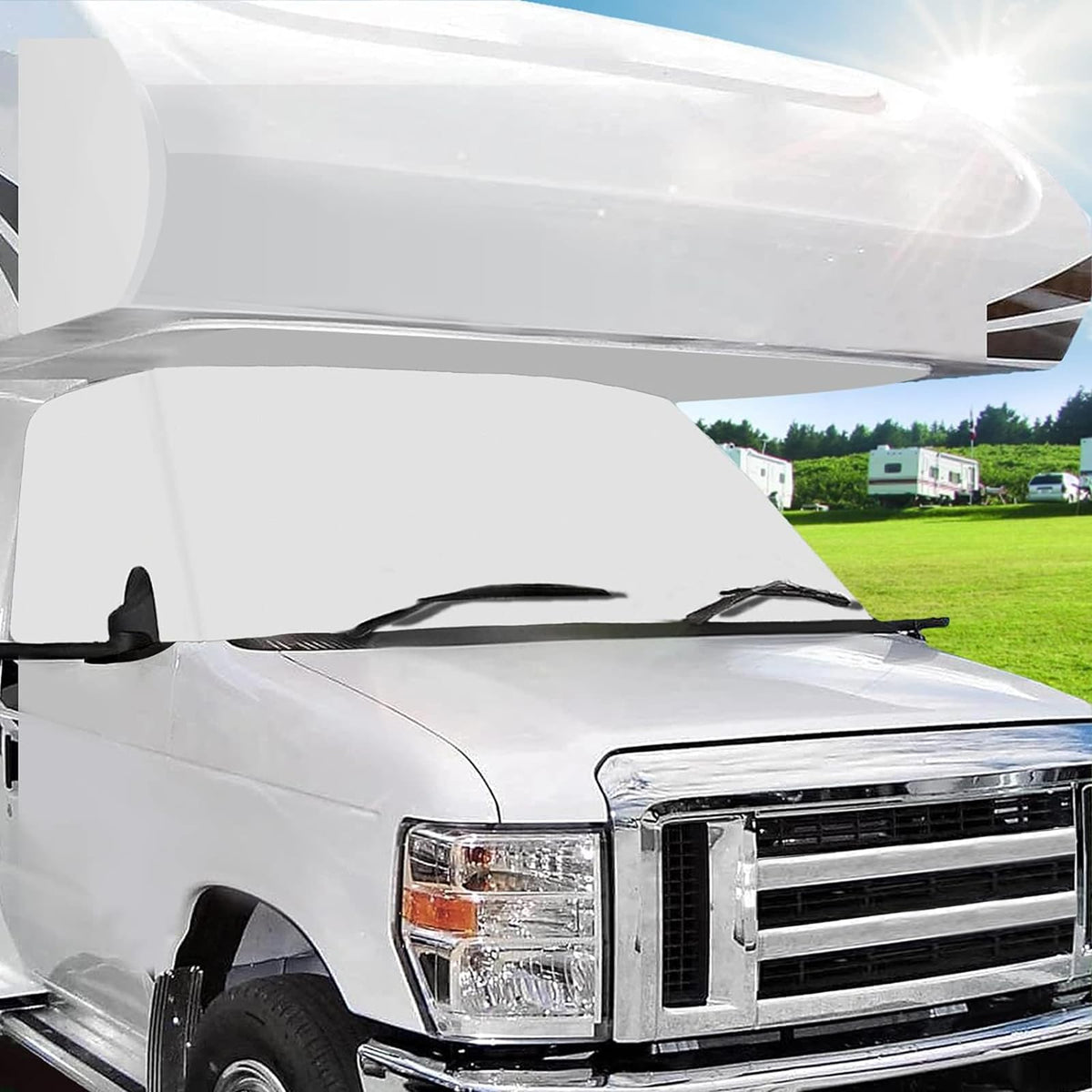 MOFEEZ front view showing full windshield coverage and privacy benefit