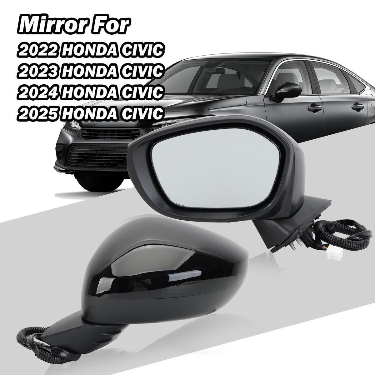 MOFOAP mirror installed on Civic hatchback showing correct compatibility benefit