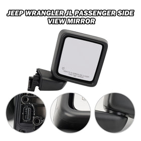 MOFOAP passenger mirror mounted on Jeep Wrangler JL showing correct fit