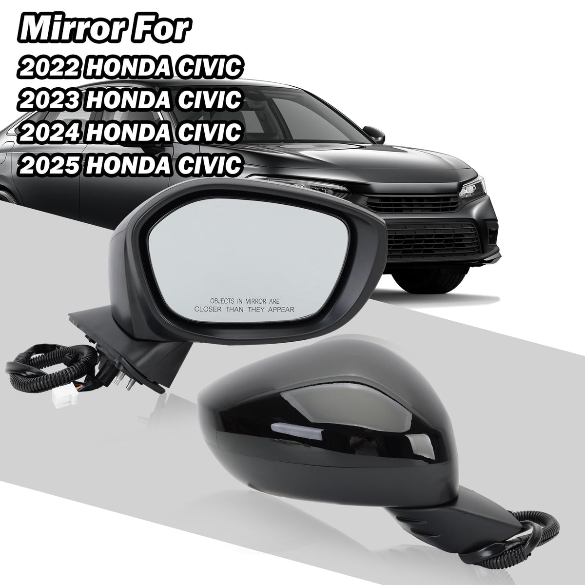 MOFOAP mirror mounted on Honda Civic showing correct scale and factory match