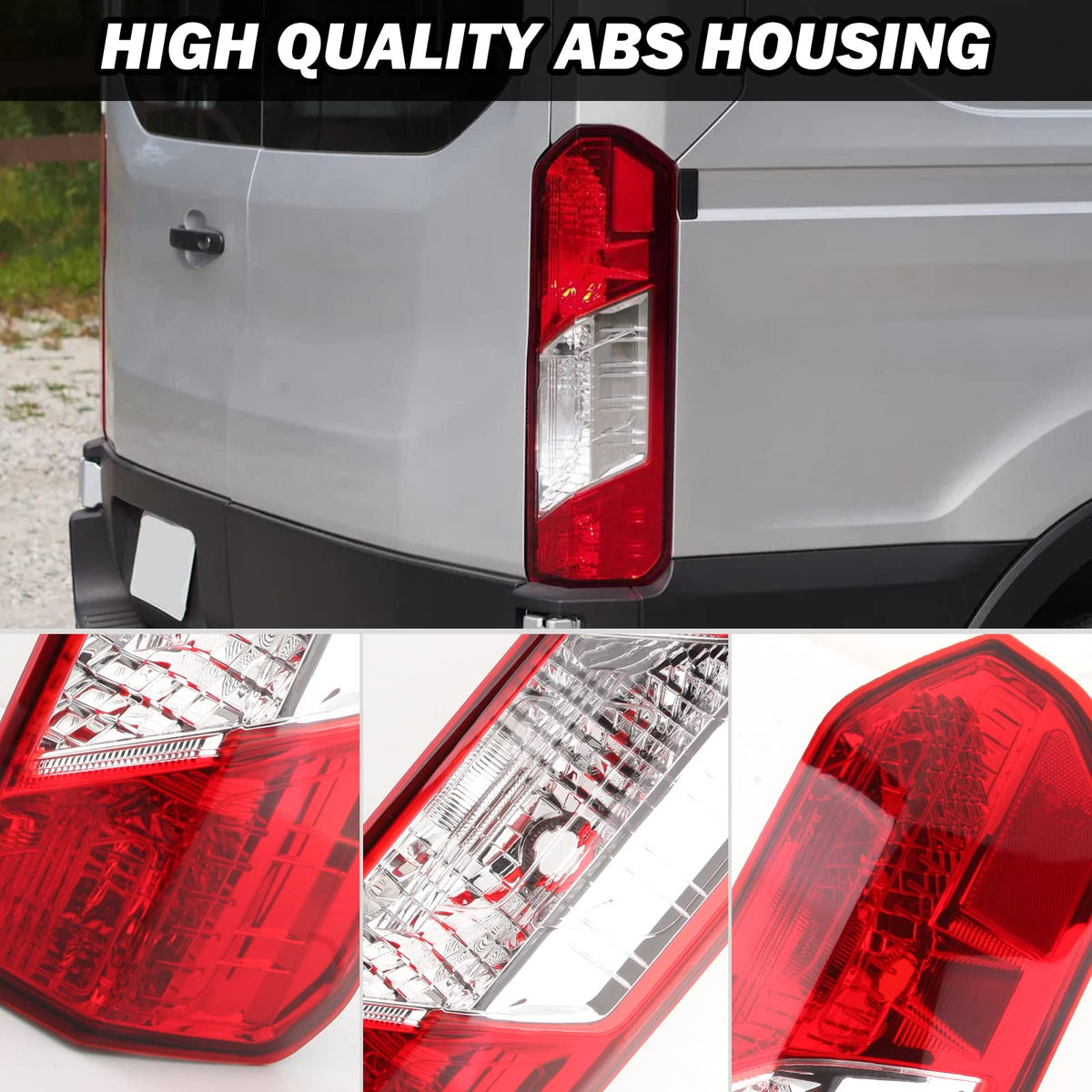 MOFOAP tail light installed on Ford Transit passenger rear demonstrating correct fit benefit