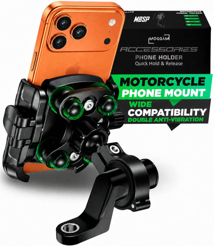 MOGGAM front view mounted on handlebar showing secure fit and stability