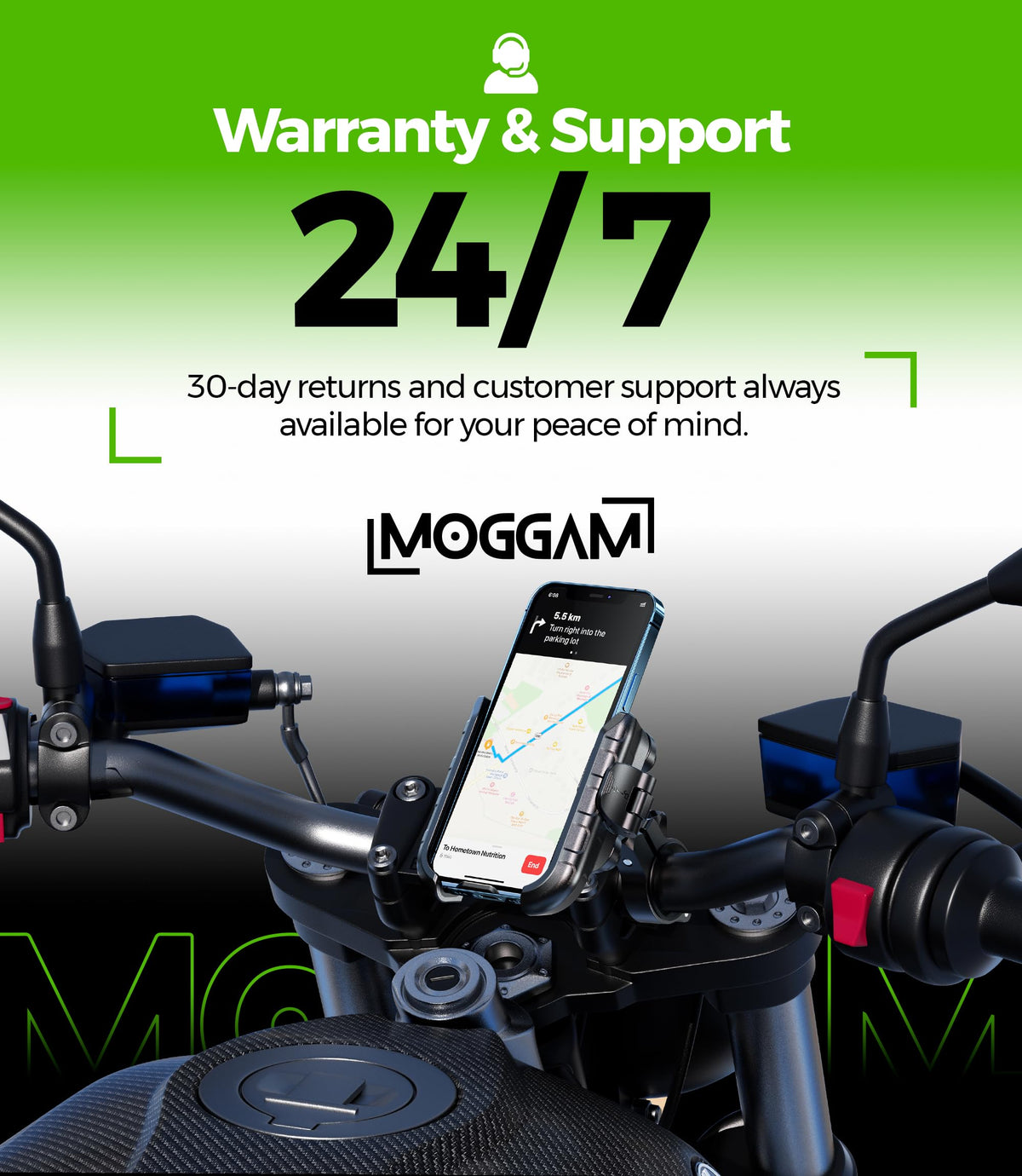 MOGGAM lifestyle shot on highway ride demonstrating vibration reduction