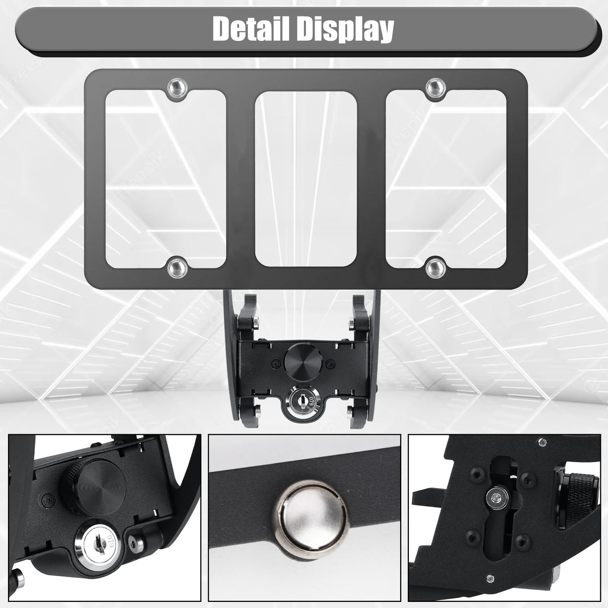 MOJIOO bracket with license plate attached illustrating stable fit