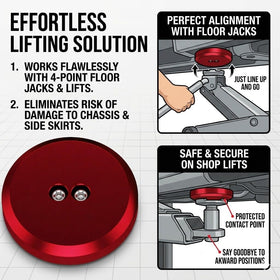 Moker jack puck in garage showing easier safe lifting and service