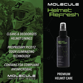 Molecule helmet refresh spraying liner to neutralize odors and moisture