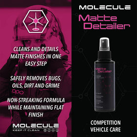 Molecule matte detailer close-up spray nozzle demonstrating gentle cleaning action