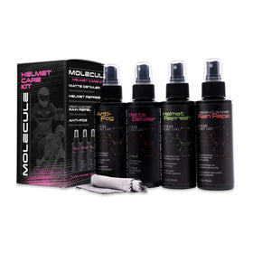 Molecule kit front packaging showing all four 4oz bottles and labels, clean storage benefit