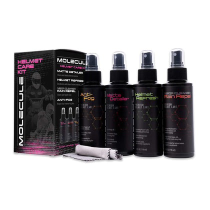 Molecule kit front packaging showing all four 4oz bottles and labels, clean storage benefit