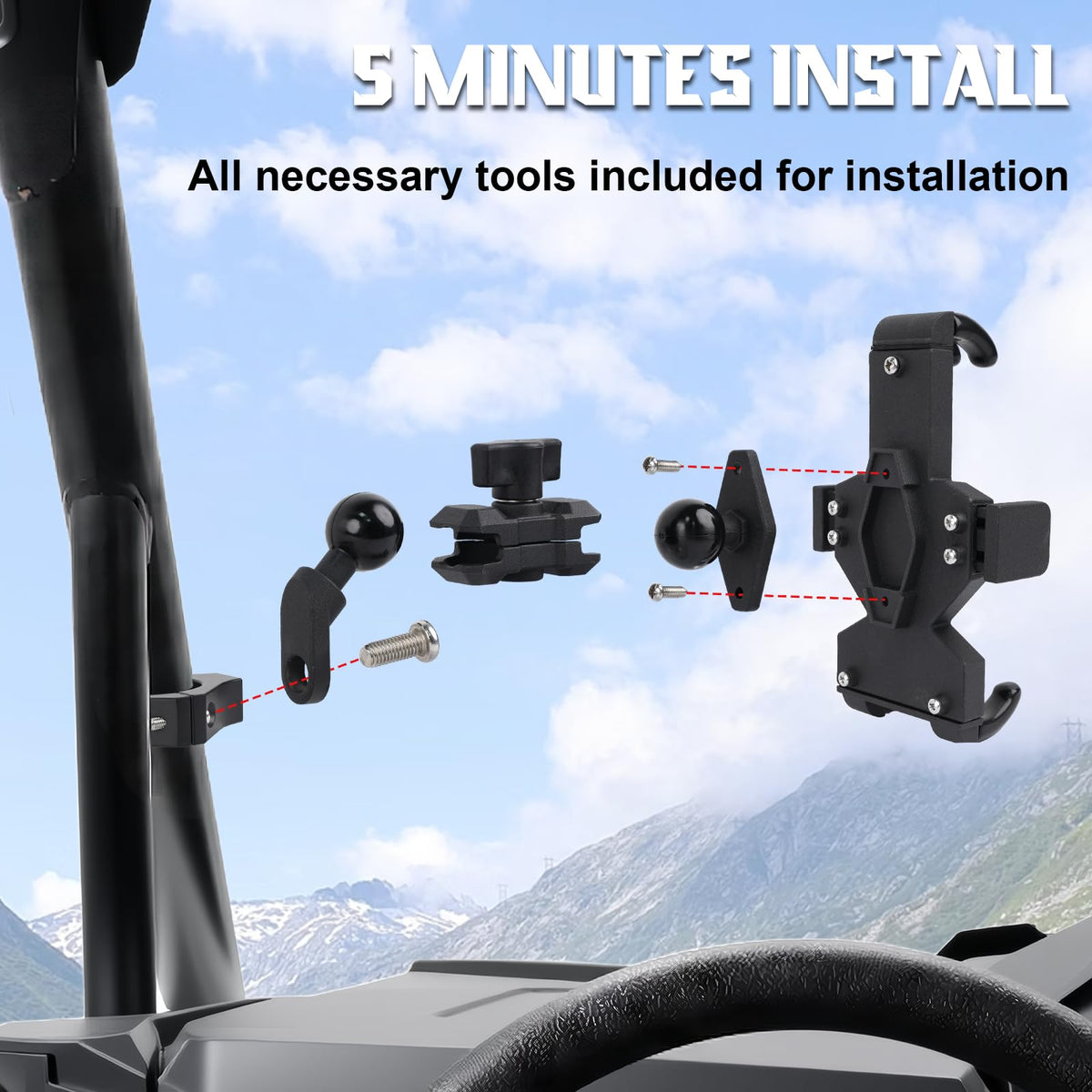 MOMI RAC GP clamp attached to roll bar demonstrating universal fit
