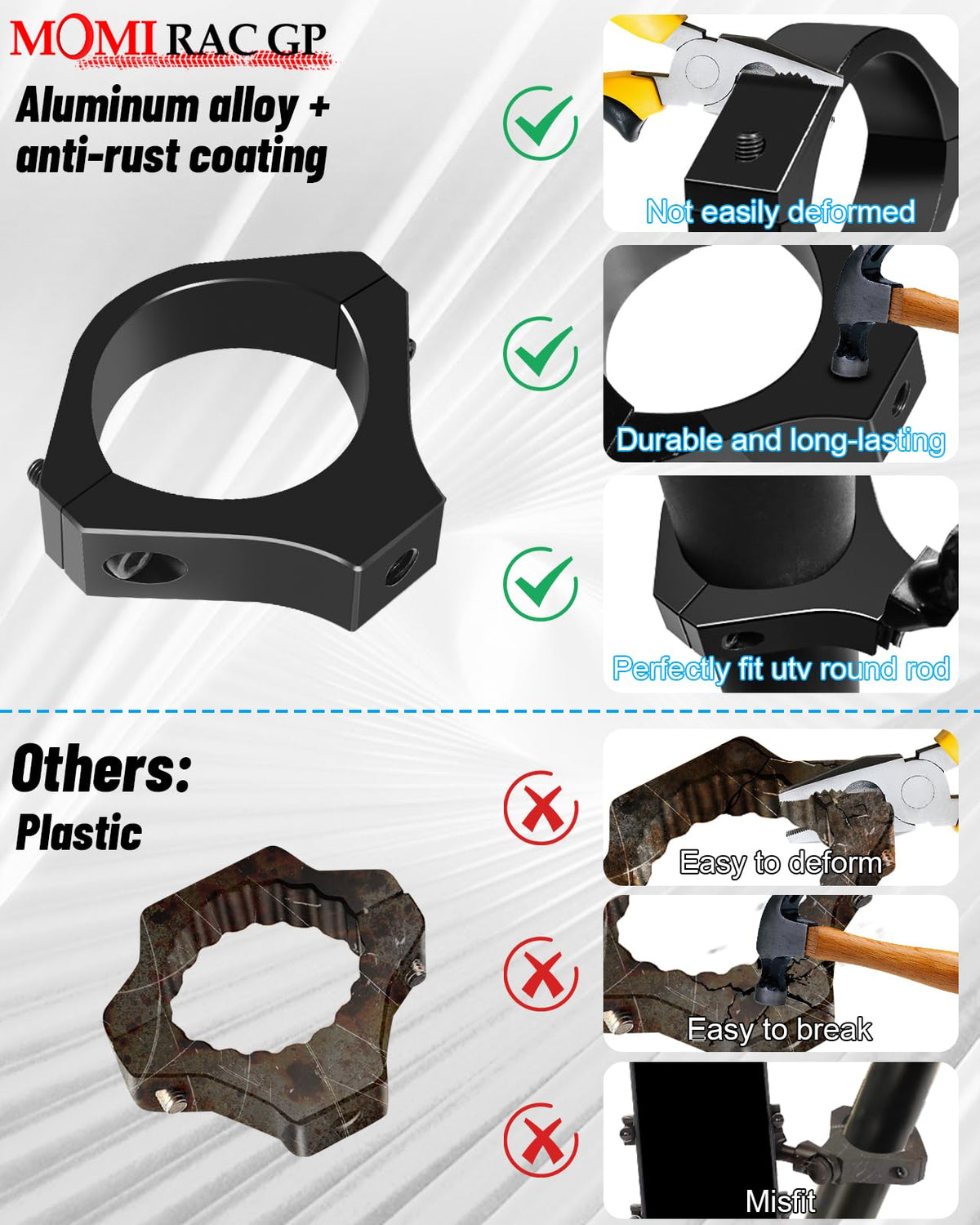 MOMI RAC GP close-up of eight-claw grip featuring rubber pads for scratch protection