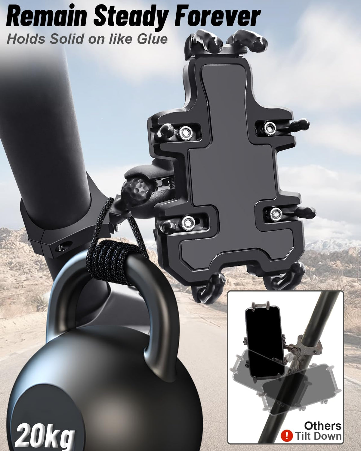 MOMI RAC GP mounted on a roll cage demonstrating secure attachment for rough terrain