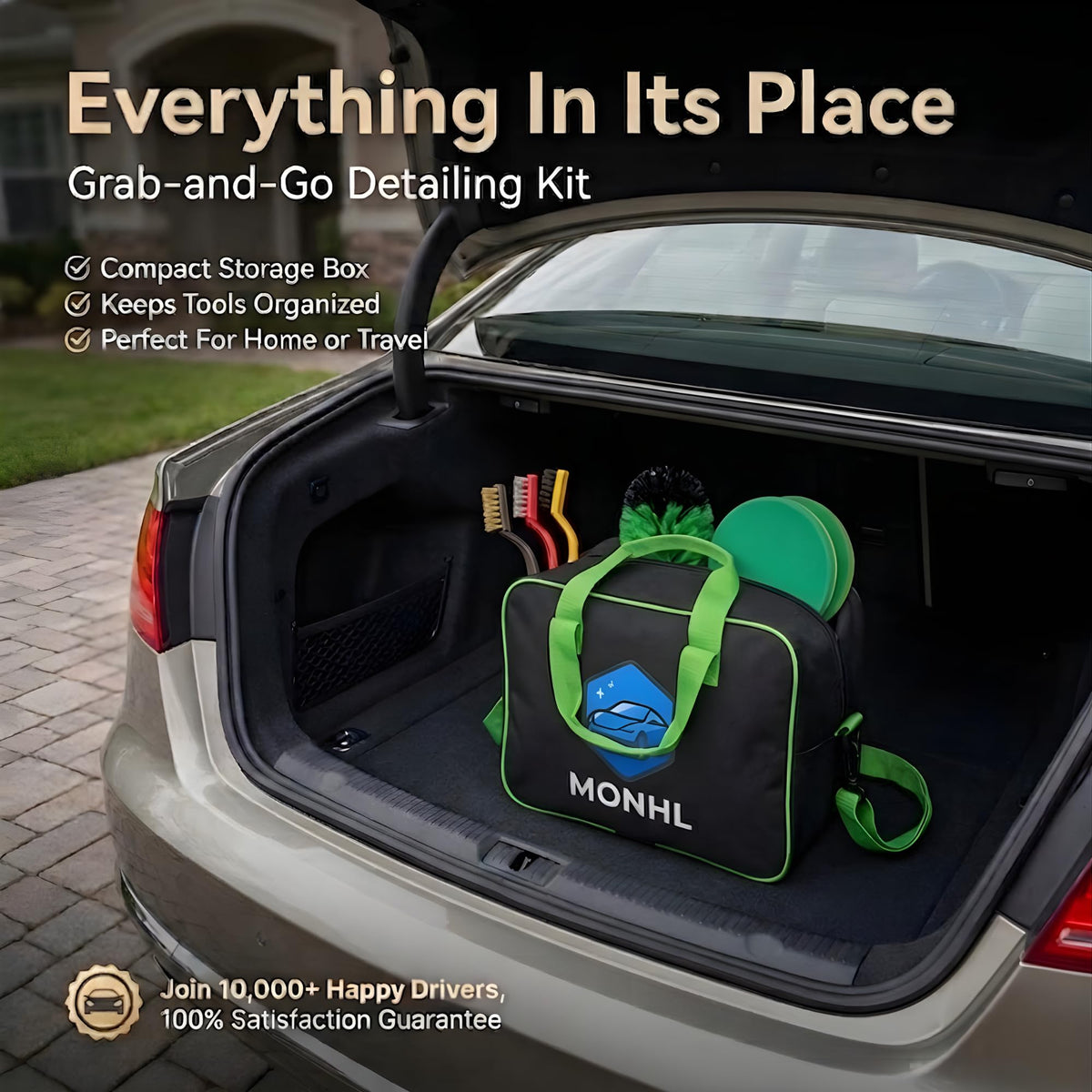 MONHL tools used on car in driveway demonstrating professional-looking results