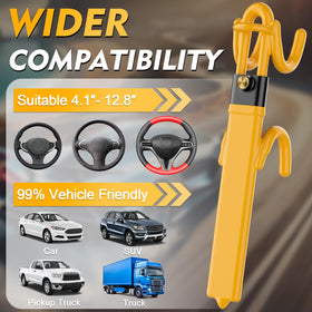 MONOJOY shown beside hand for scale illustrating adjustable fork span from 4.9 to 13 inches