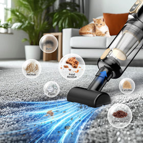 MONOZEL dust cup open demonstrating one-click emptying for easy maintenance