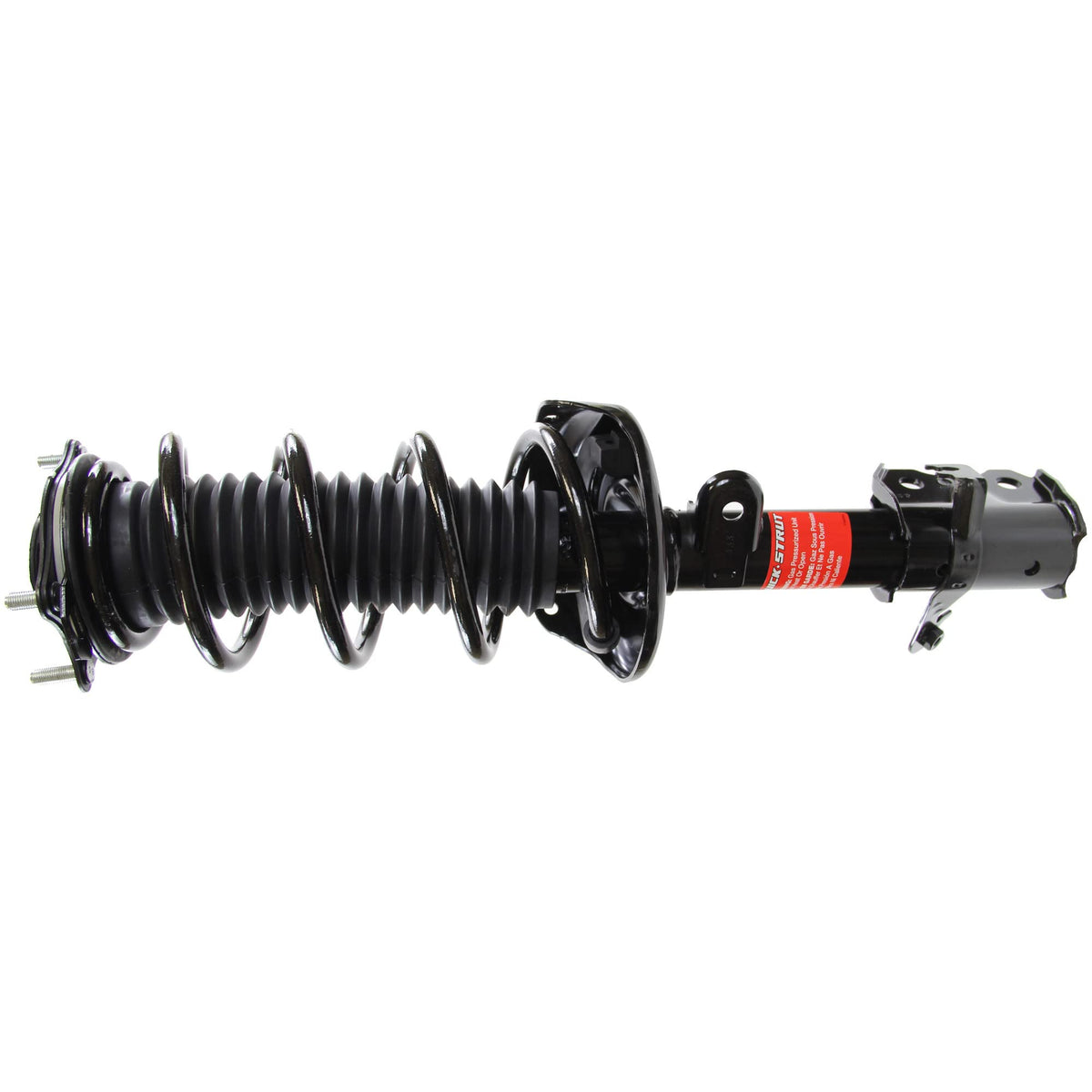 Monroe front assembly view showing complete strut and spring, improves installation speed