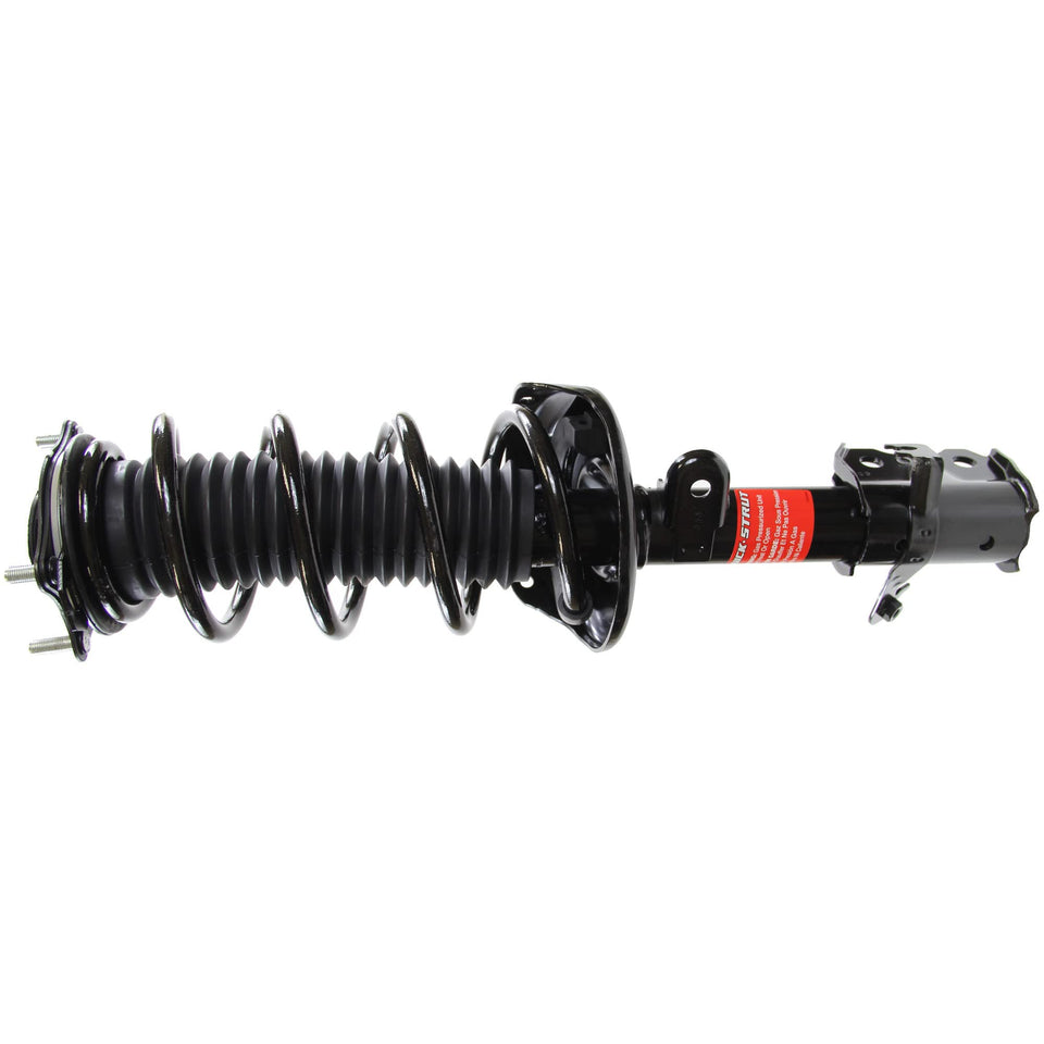 Monroe front assembly view showing complete strut and spring, improves installation speed