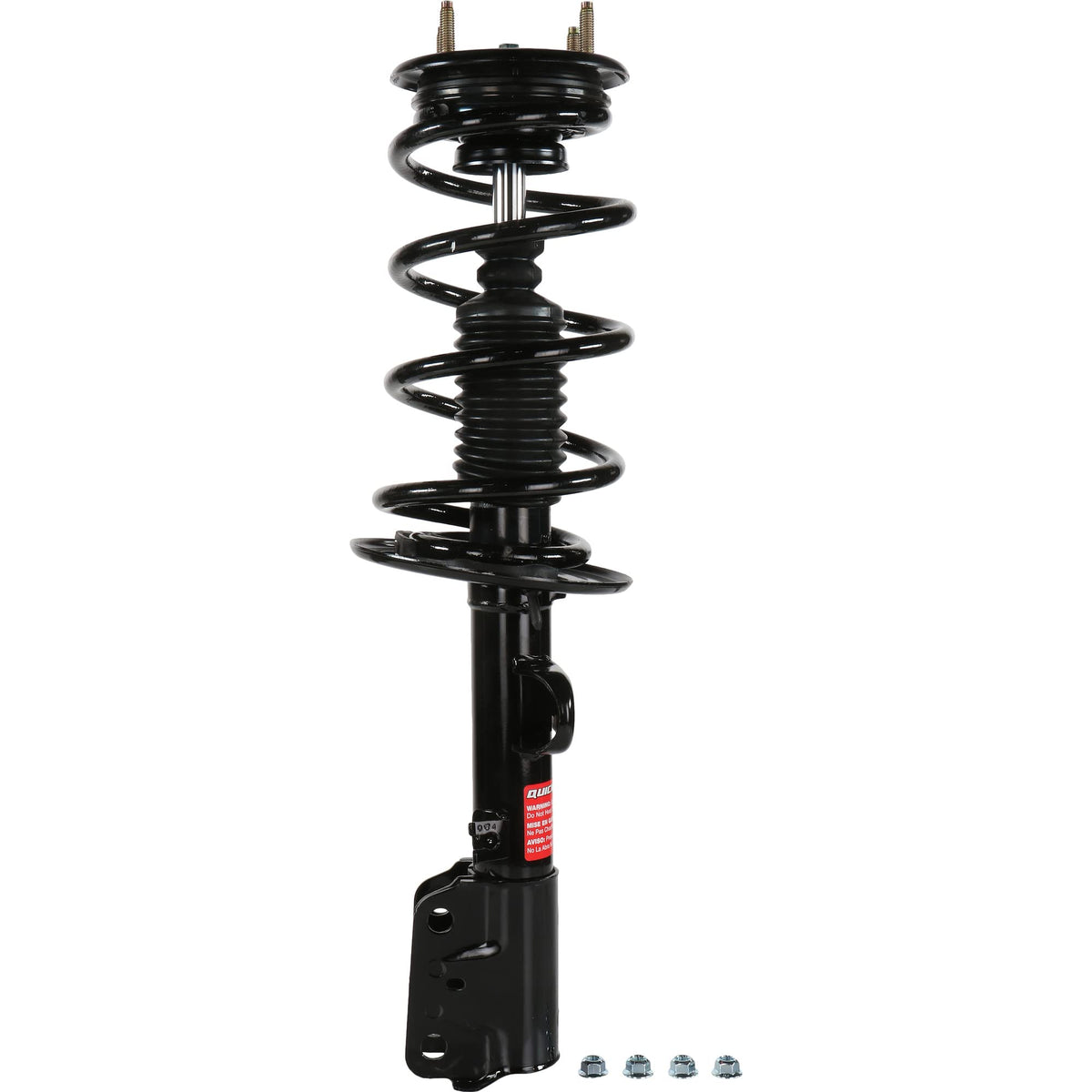 Monroe Quick-Strut close view of upper mount highlighting noise reduction and steering benefit