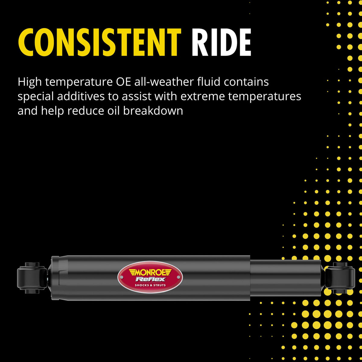 Detail of Monroe Reflex 911506 piston rod demonstrating smooth operation and seal quality