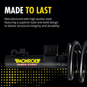 Monroe strut next to ruler for scale showing correct fitment sizing benefit