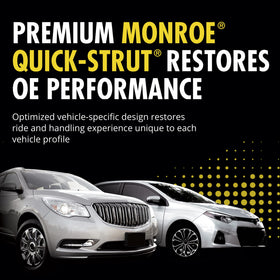 Monroe upper mount close-up highlighting noise reduction and steering benefit