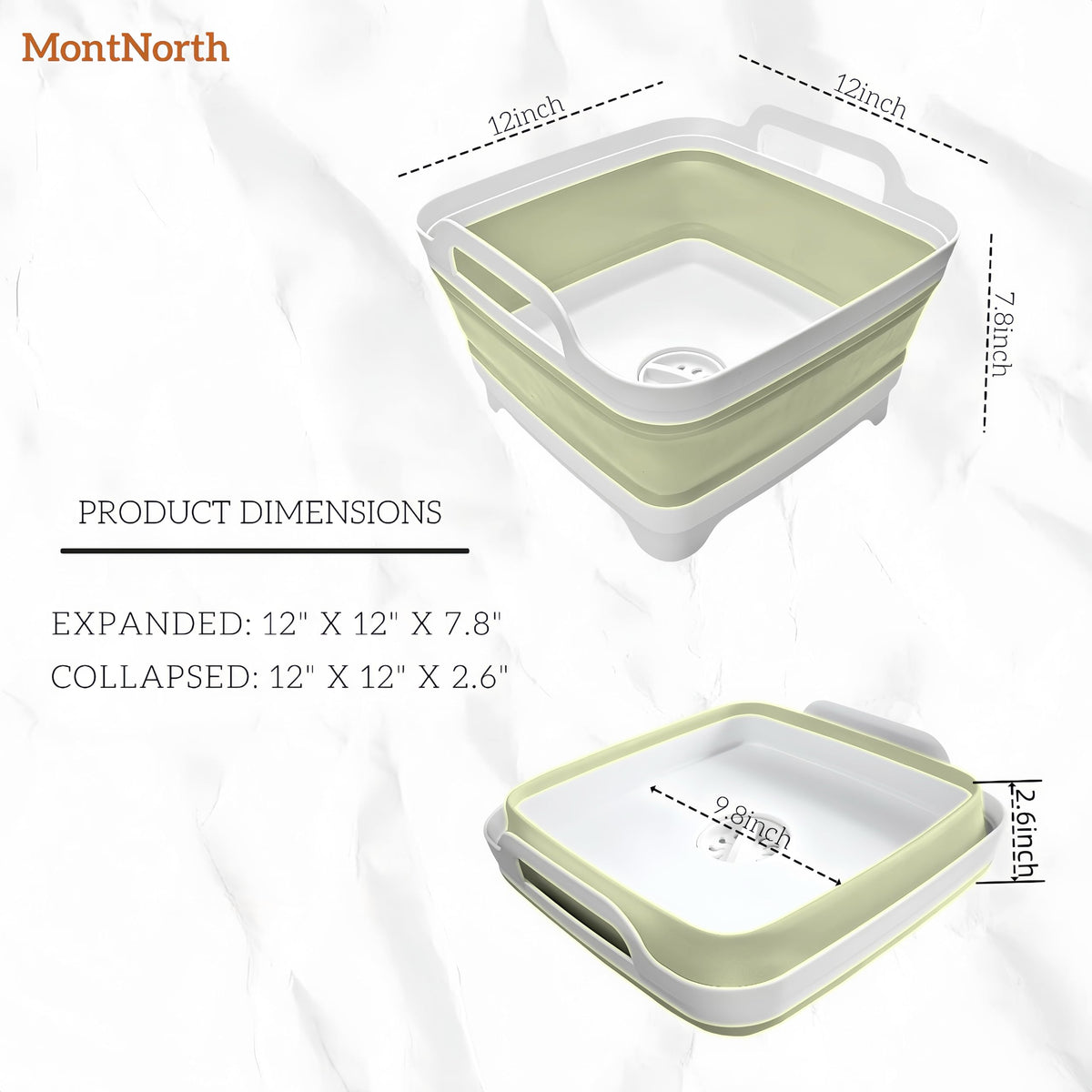 MontNorth basin collapsed flat for compact storage and space-saving benefit