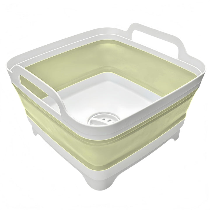 MontNorth front view of green collapsible basin showing full shape and capacity benefit