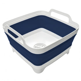 MontNorth front view of navy collapsible basin showing full capacity and stability benefit
