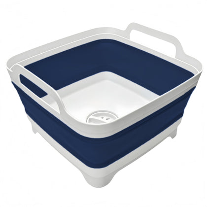 MontNorth front view of navy collapsible basin showing full capacity and stability benefit