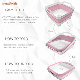 MontNorth basin folded flat for storage saving cabinet and trunk space