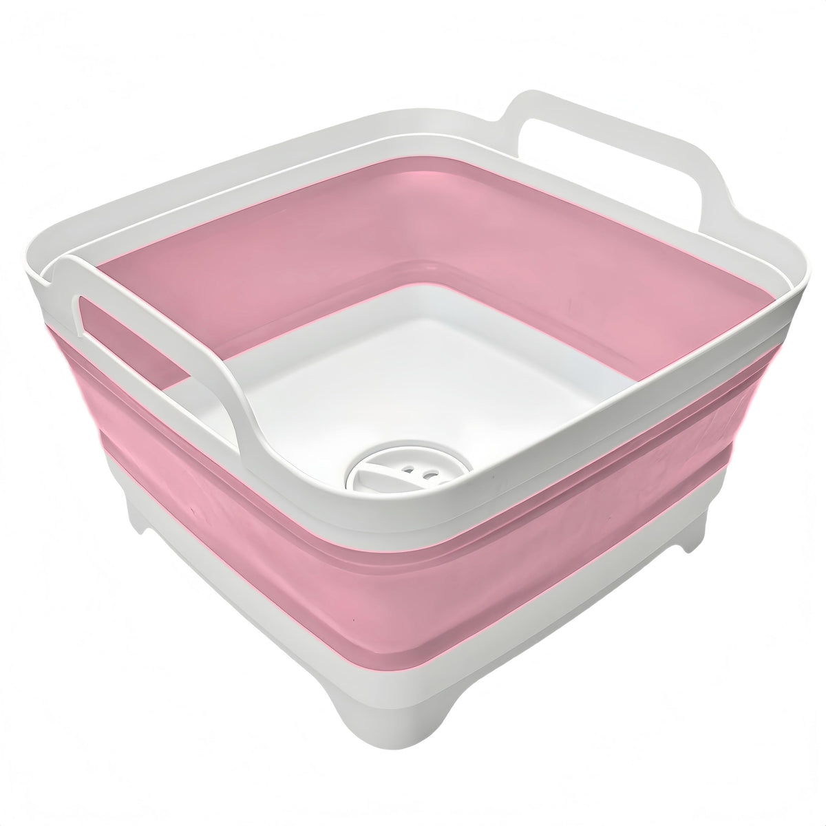 MontNorth front view of pink collapsible wash basin showing compact design and portability