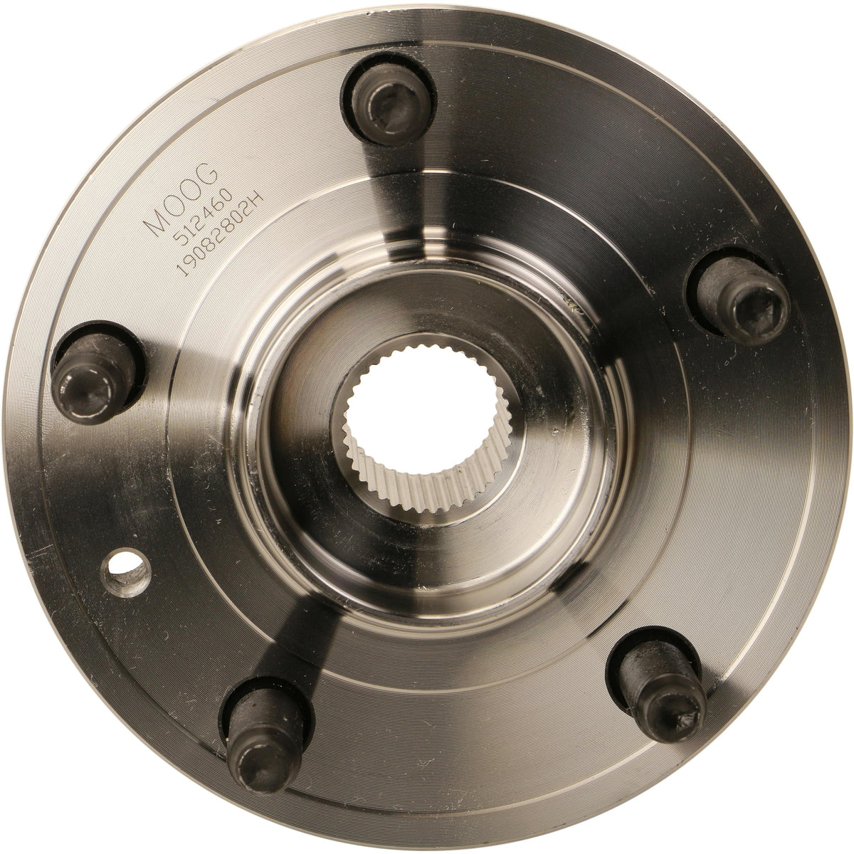 MOOG 512460 front assembly showing completed hub for direct-fit replacement