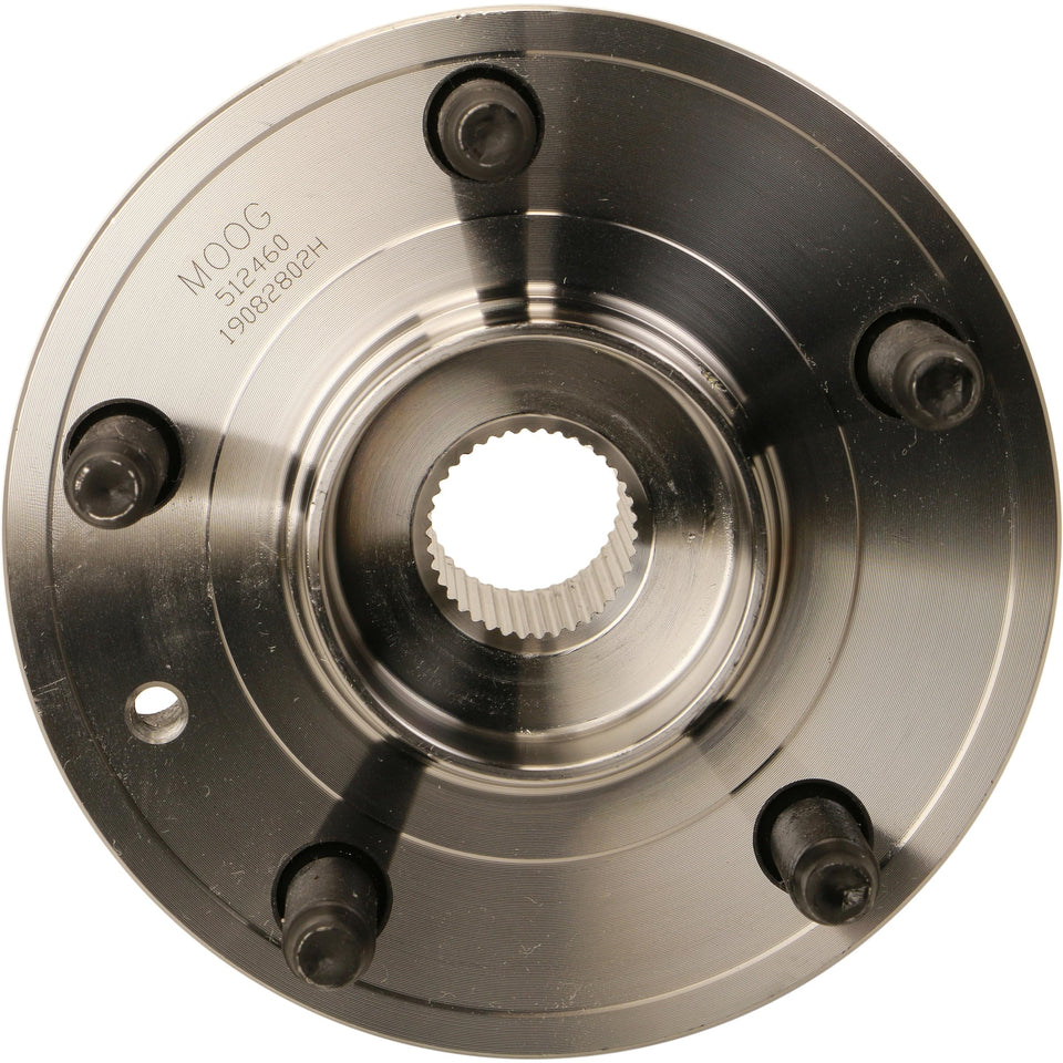 MOOG 512460 front assembly showing completed hub for direct-fit replacement