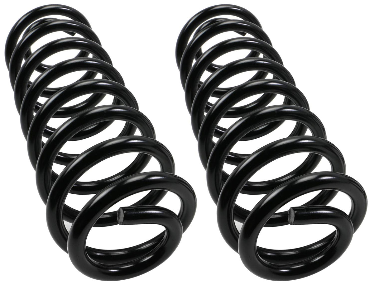 MOOG coil spring set front view showing full replacement springs restoring ride height