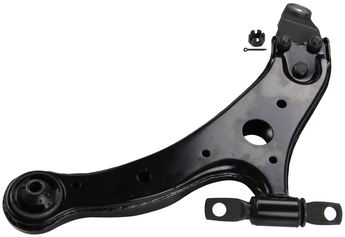 MOOG control arm assembly close-up illustrating durable construction benefit